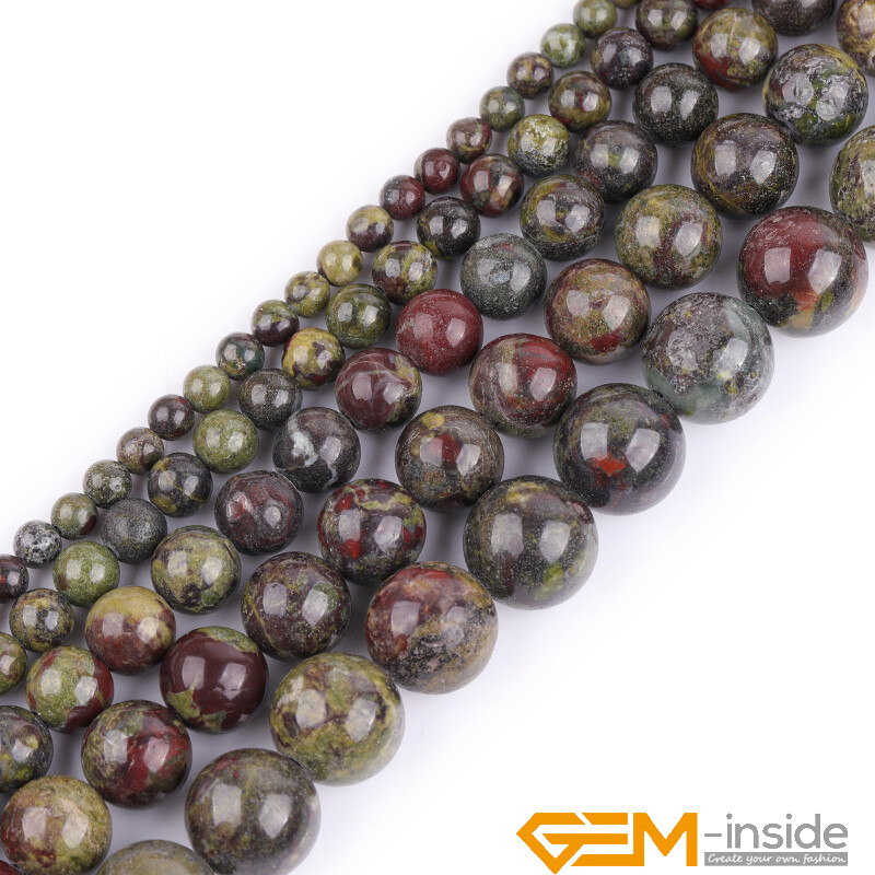 Natural African Dragon Bloodstone Jasper Gemstone Round Loose Spacer Beads 15″