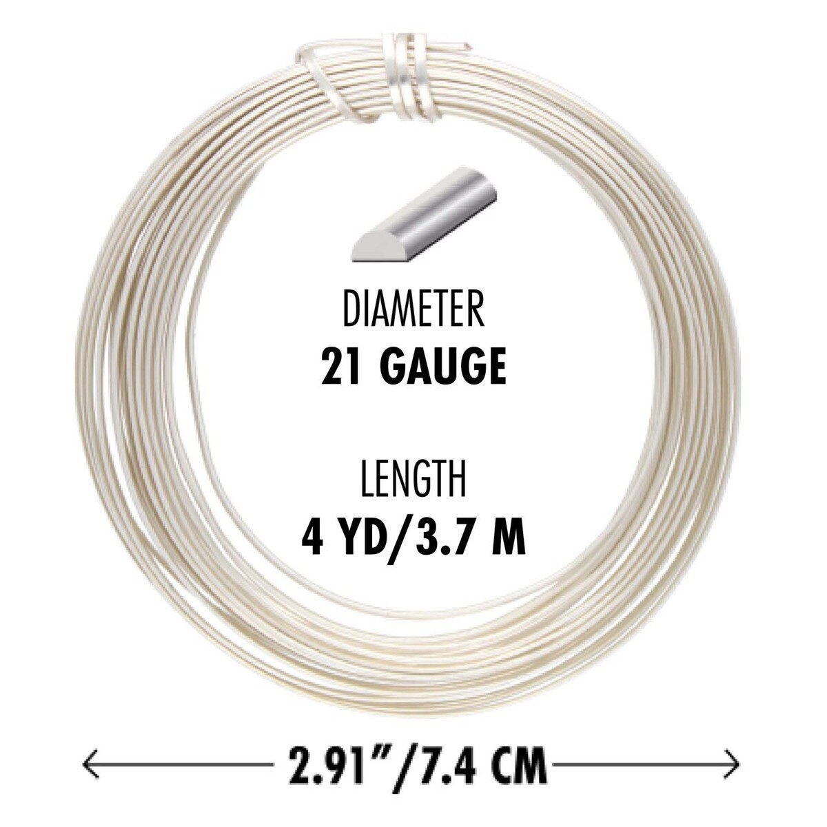 Beadsmith HALF ROUND Silver Plated Non-Tarnish 18 Gauge, 21 Gauge Craft Wire