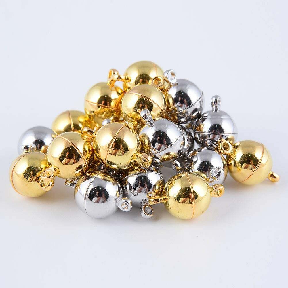 Silver/Gold Plated Strong Magnetic Clasps Round Size 6mm 8mm 10mm 12mm