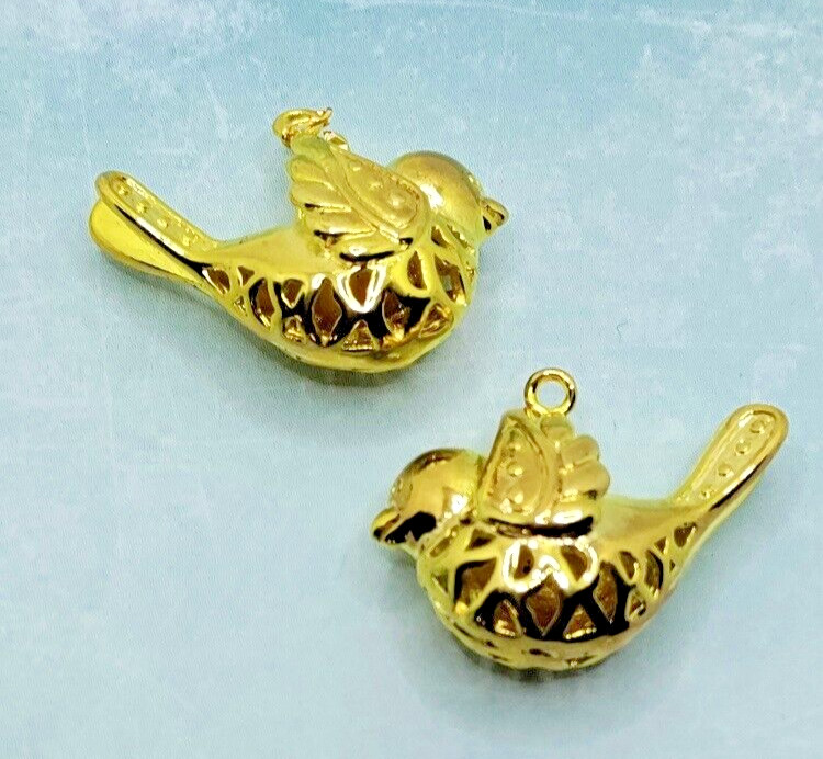 5 pieces – Gold Tone 3D Bird Charms Pendants Dangles Jewelry