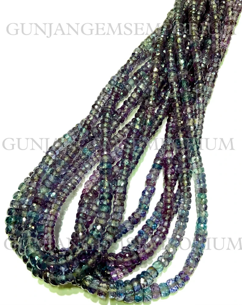 Alexandrite Faceted Bead Rondelle Beads Alexandrite Gemstone Color Changing Bead