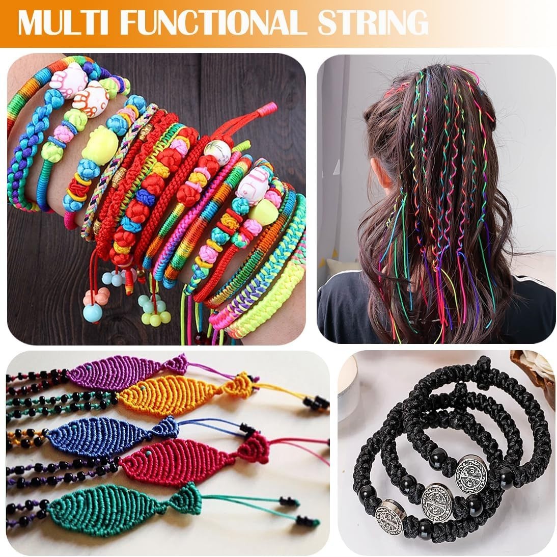 10 Colors 1.5Mm Nylon Cord Silk Cords Hand Knitting String for DIY Crafts Jewelr
