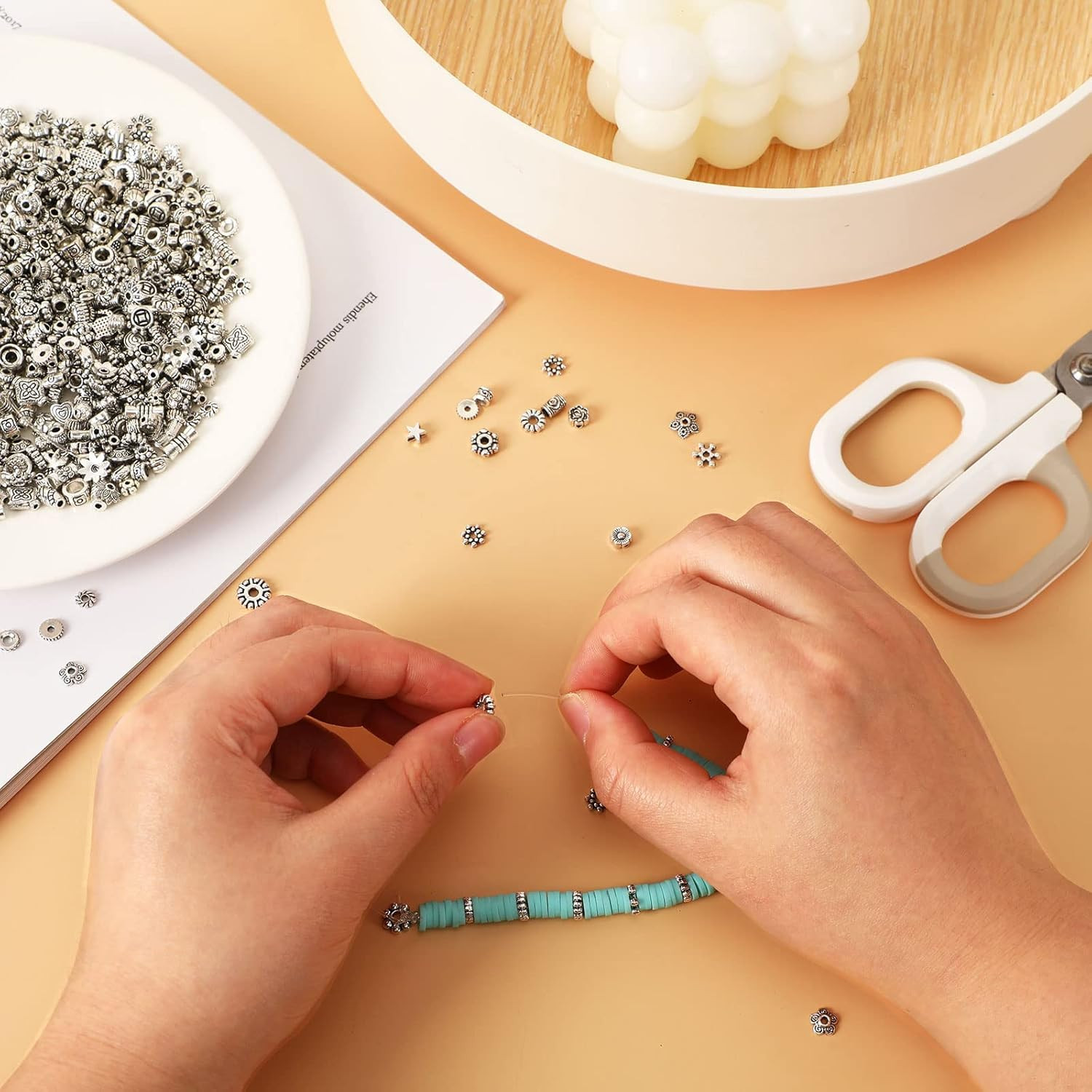 Tibetan Silver Spacer Beads, 1000Pcs Metal Spacer Beads for Jewelry Making, Brac