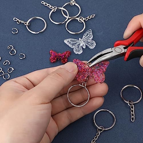 100Sets 1 inch 100Sets Silver 1 inch keychain rings with open jump rings
