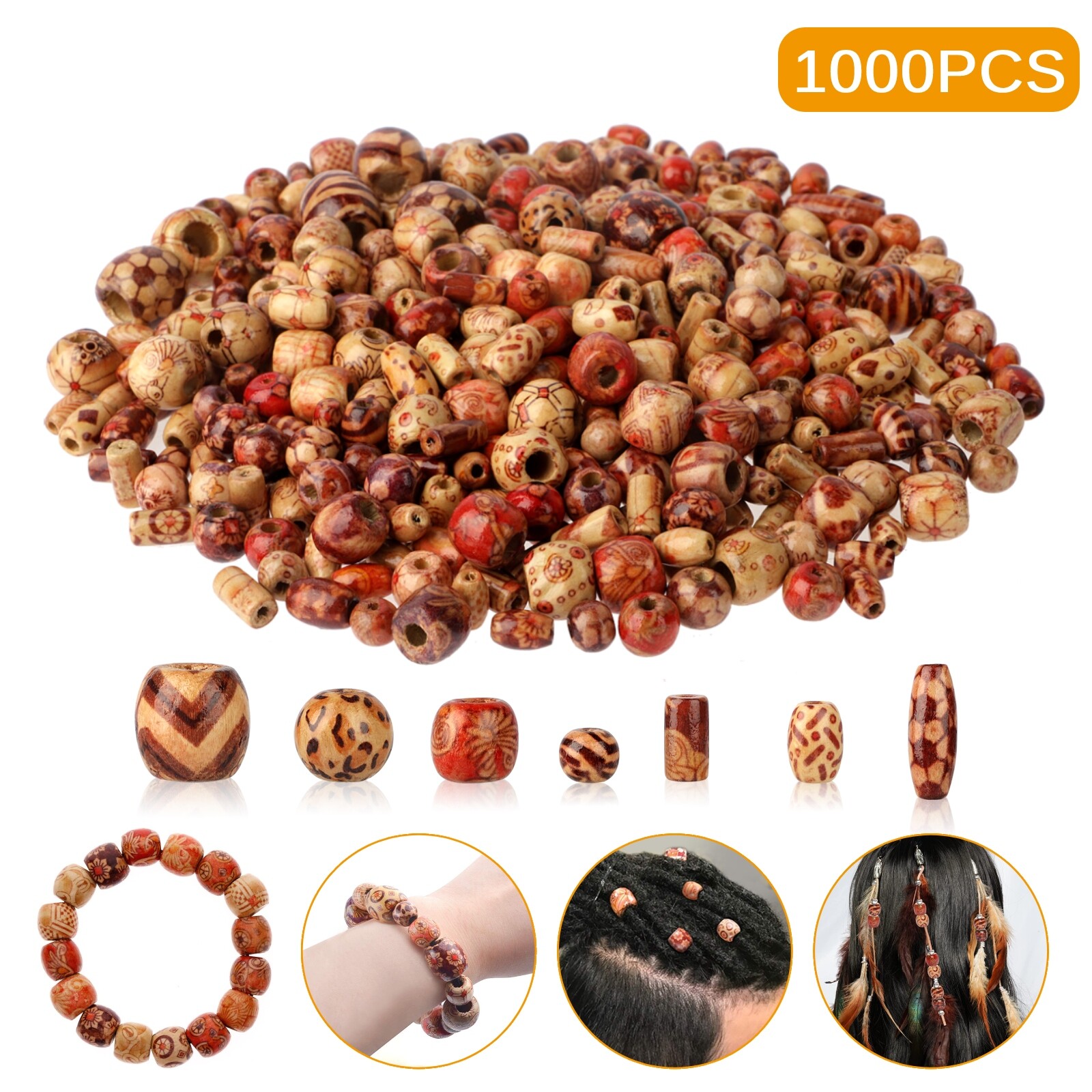 1000PCS Retro Wooden Beads Jewelry Making Craft DIY Natural Flower Bead Supplies