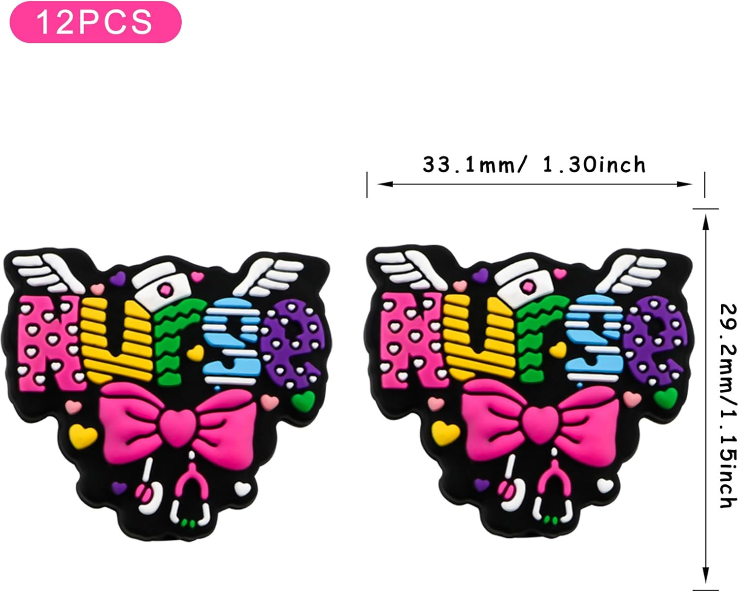 Lovymi 12PCS Medical Silicone Focal Beads for Pens, Bowknot Nurse Silicone Beads