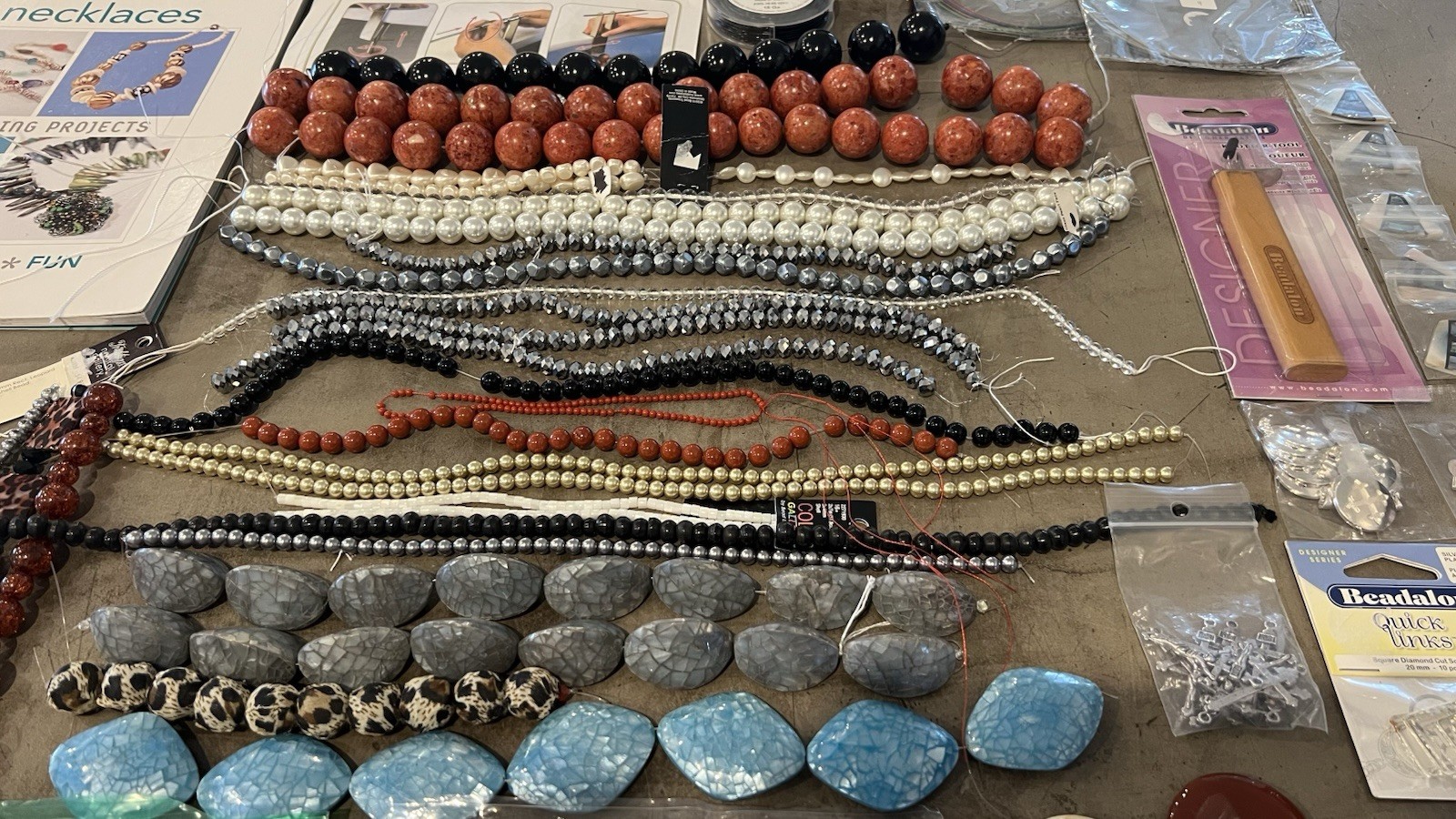 Lot Of Jewelry Making Supplies: Beads, Pendants, Tools, Books & DVD’s Gemstones