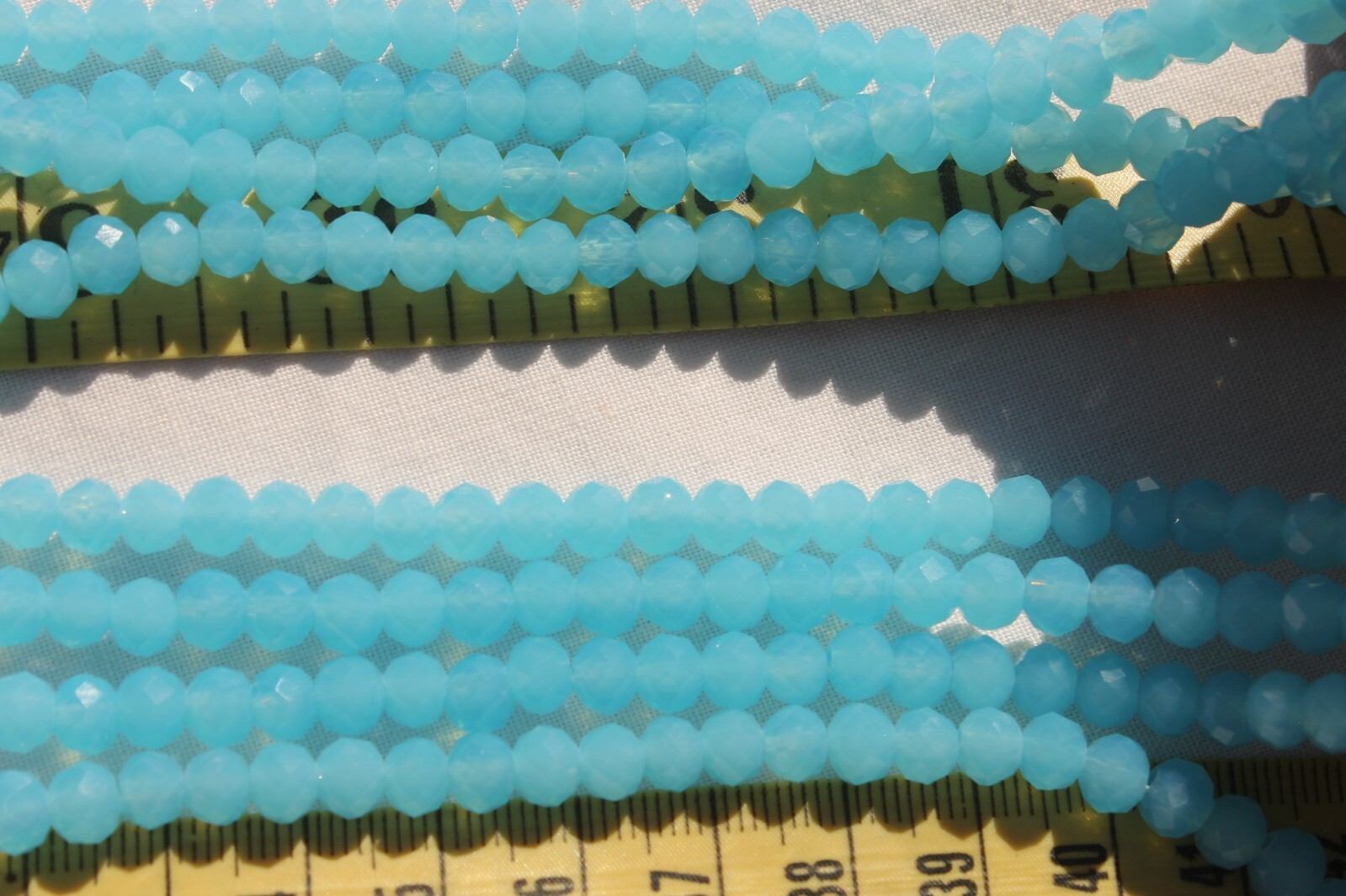 82 Loose Beads 4x6mm Milky Powder Blue Crystal Faceted Rondelle Jewelry Bead