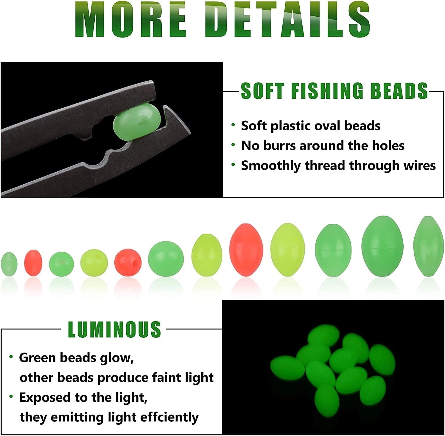 Glow Fishing Beads Kit: 1000pcs Luminous Soft Rubber for Saltwater & Freshwater