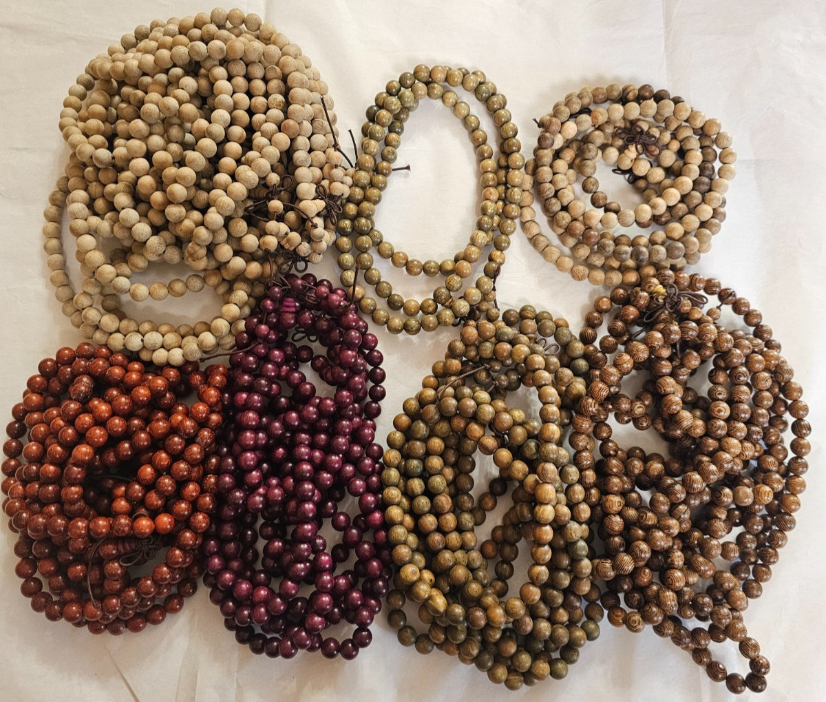 8MM Wood Mala Prayer Meditation Beads Round BULK LOT 22 STRANDS Craft Supplies