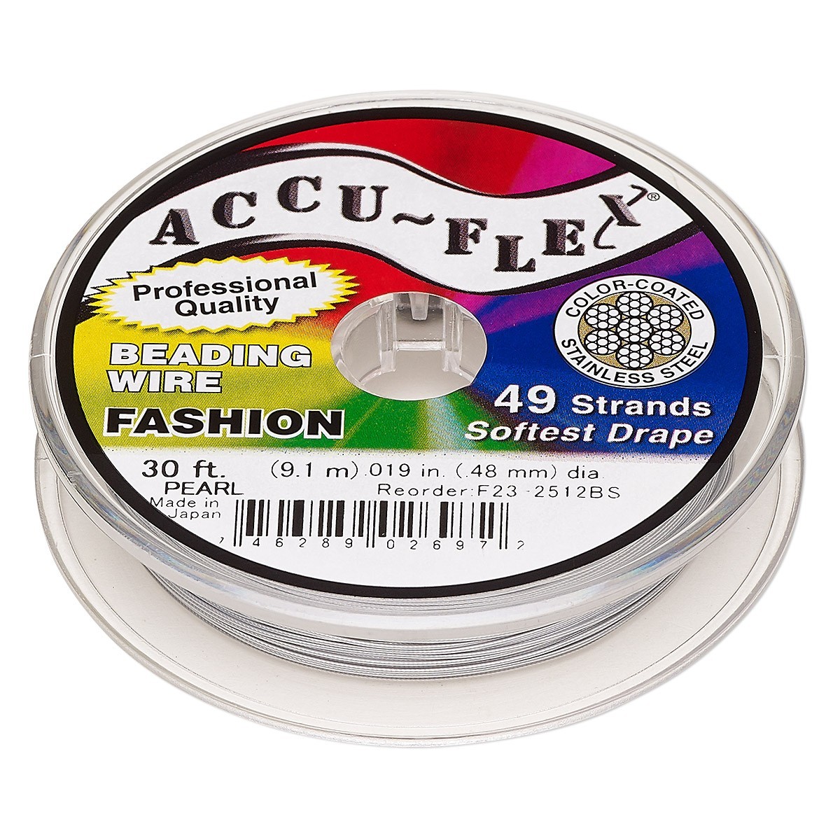49 Strand Accu-Flex PEARL 0.019″ Diameter Beading Wire 30 Foot Spool