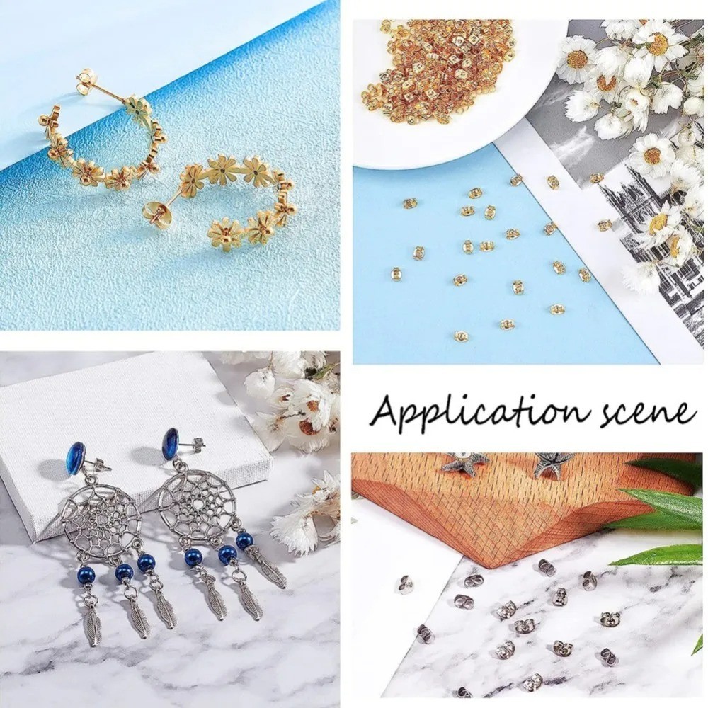 100 pcs 4.5x6mm 14K Gold Earring Backs Replacement Ear Locking for Stud Earrings