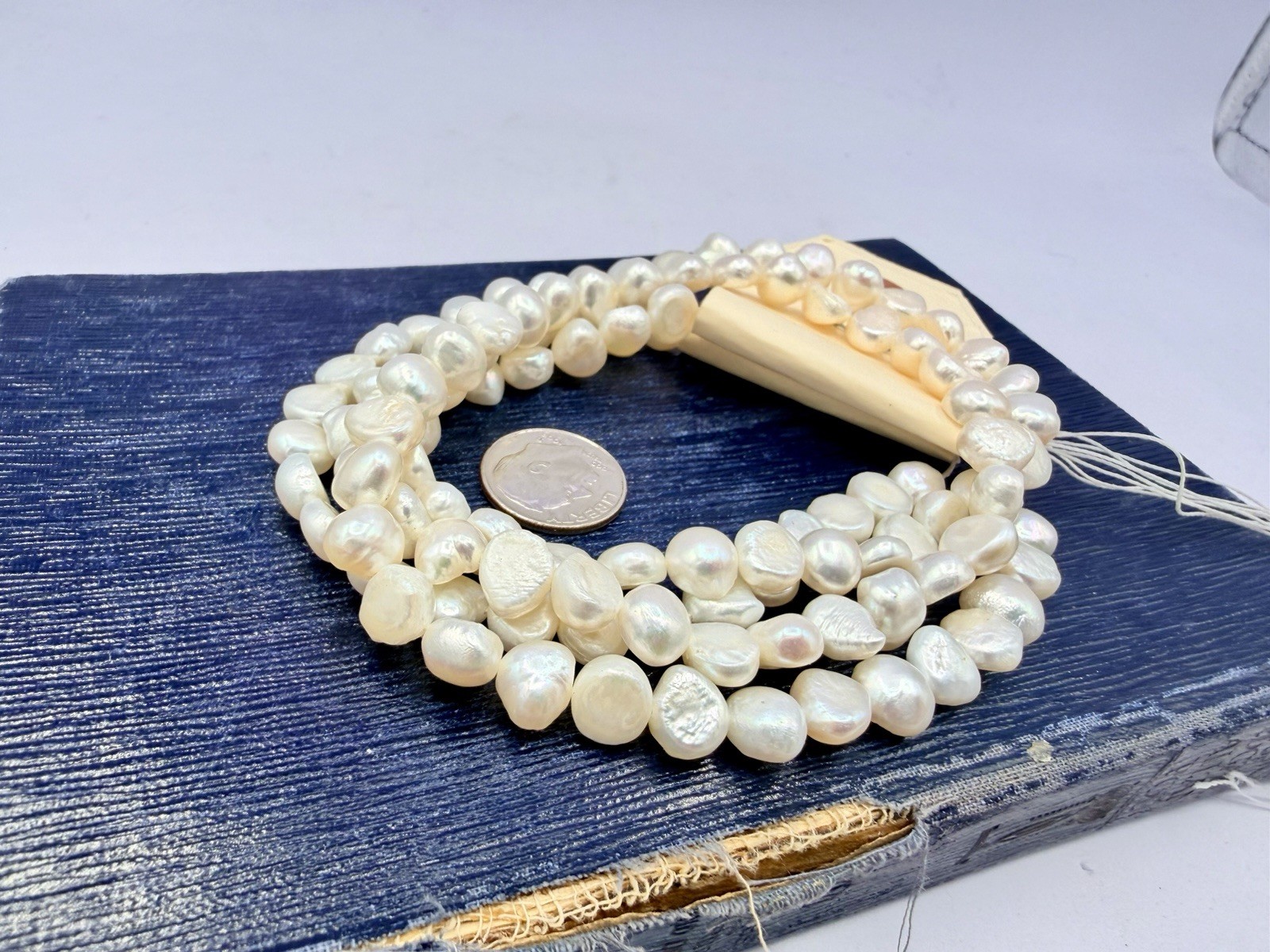 2 Strands White Baroque Pearls Appx 8mm Freshwater Nuggets 16” Jewelry Artisan