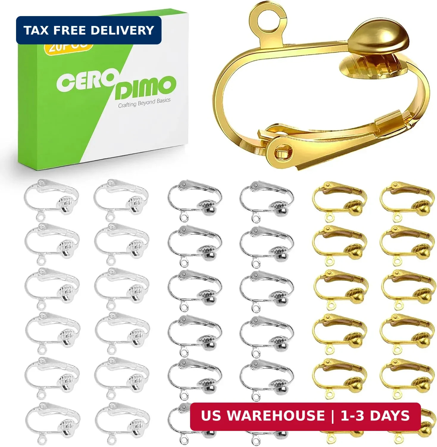 36 Pack Clip-on Earring Converters with Easy Open Loop for Non-Pierced Ears Mult