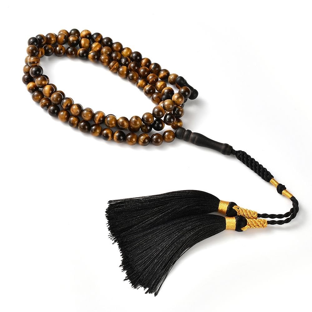Tasbih Prayer Beads 99 Tiger Eye Stone 08 Mm, Muslim Prayer Beads, Rosary,