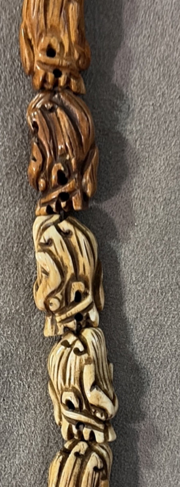 Carved Dragon Head Bone Bead Strand Jewelry Making Artisan Gothic Fantasy
