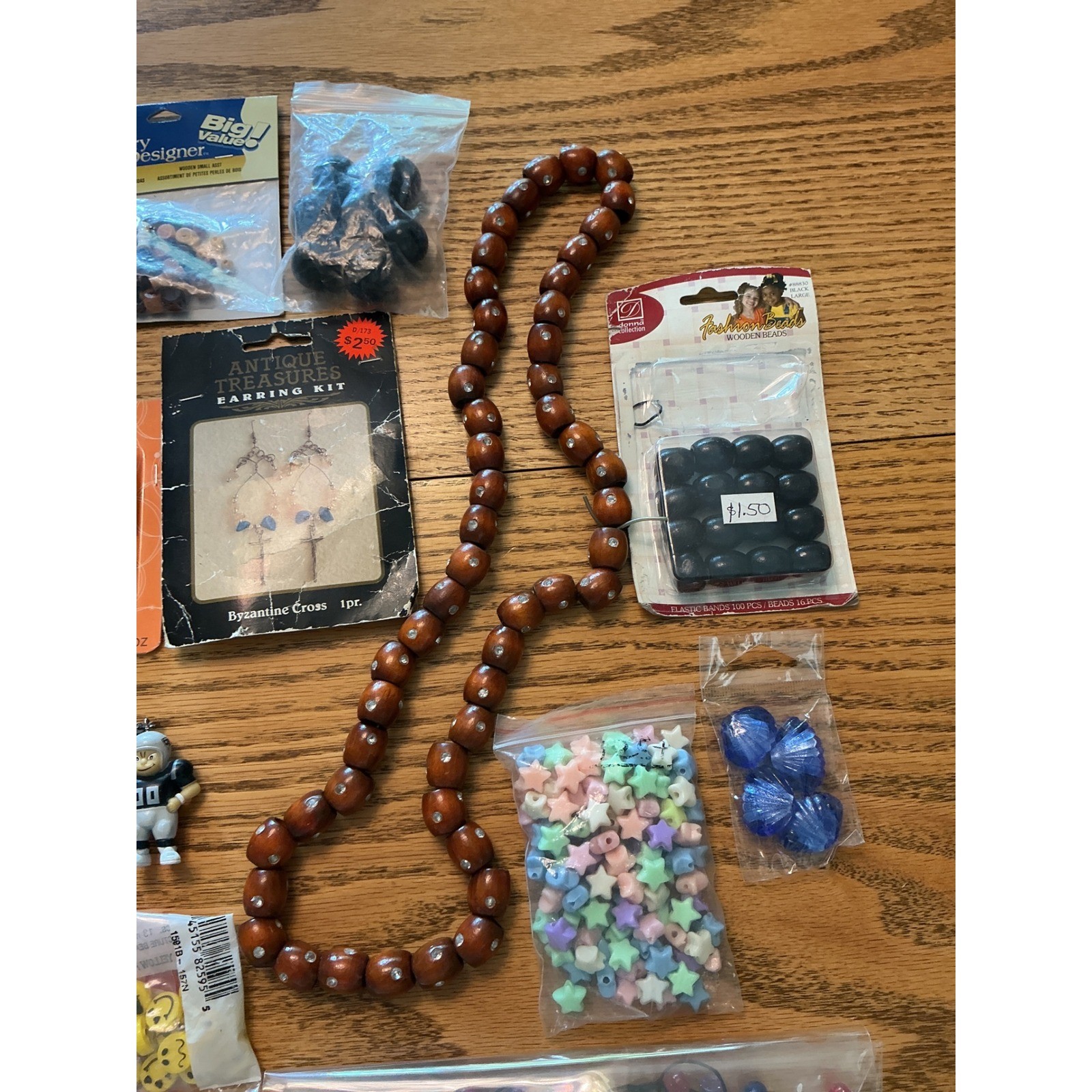 Mixed Jewelry Making Supplies Lot Darico Wood Beads Earring Kit Charms Crafting