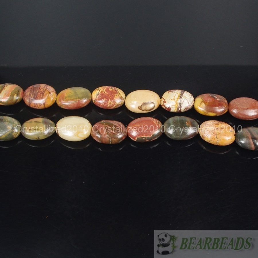 Natural Picasso Jasper Gemstone Oval 11mm x 15mm Crafts Spacer Loose Beads 15″