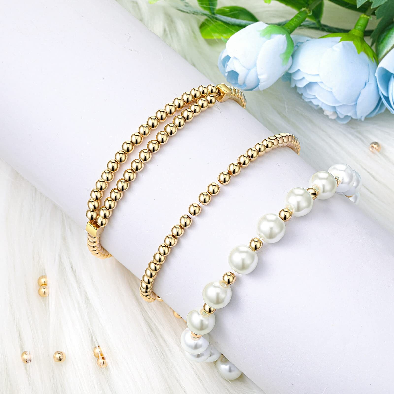 Hicarer 3000 Pieces 4 mm Copper Coated Plastic Round Beads, Gold, Silver for …