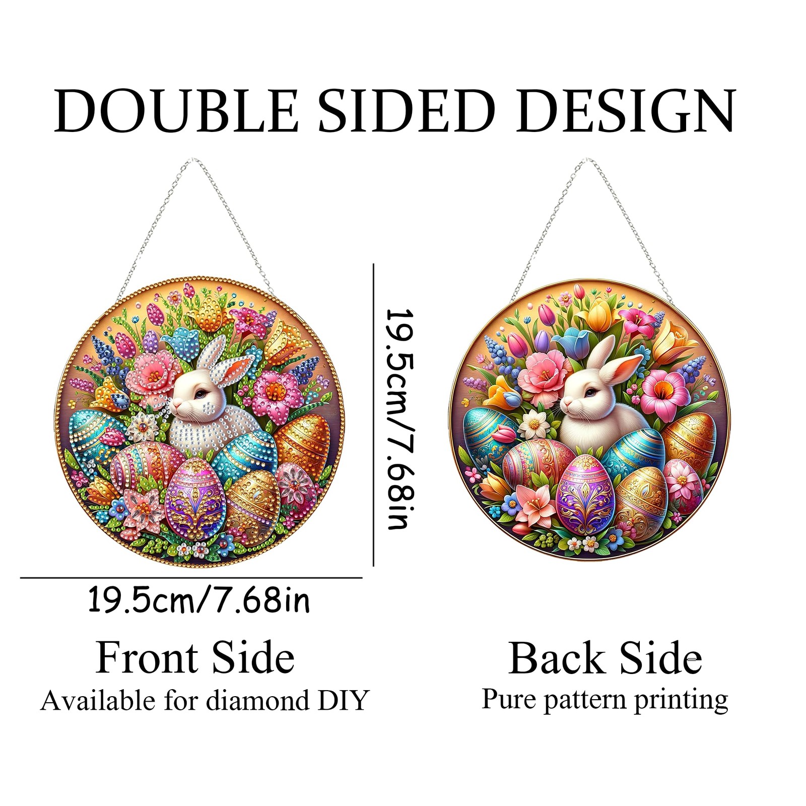 Rabbit Easter Egg Diamond Art Hanging Kit for Adult,Special Shaped Rhinestone…