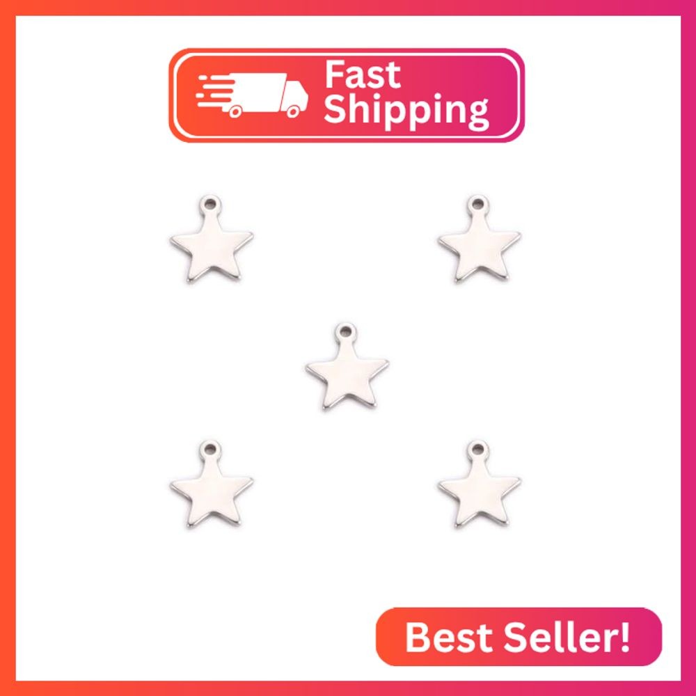 kkjoy 5Pcs Solid Pentagram Pendant Charms for Jewelry Making and Crafting, Stain