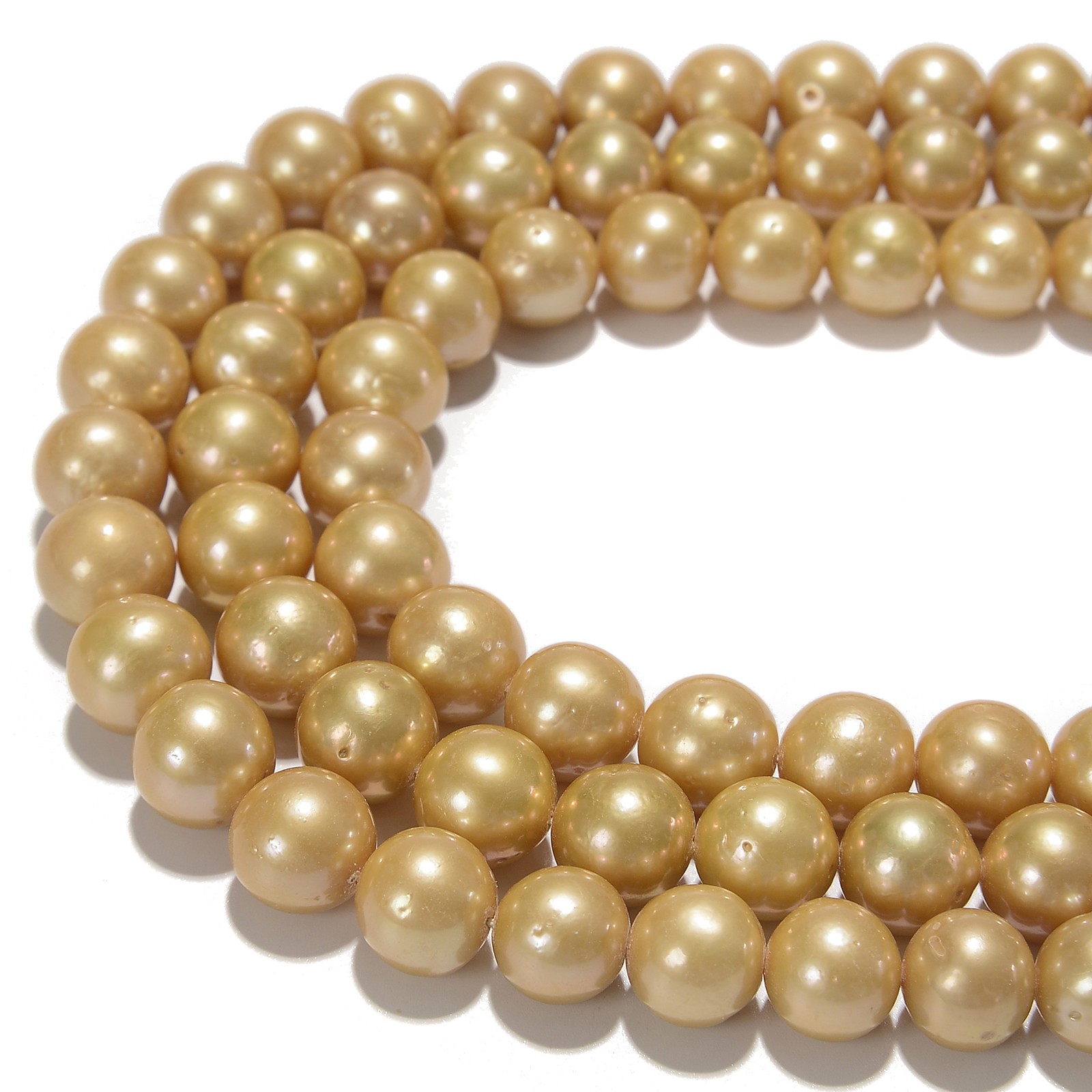 Grade B Gold Fresh Water Pearl Round Beads Size 9-12mm 15.5” Strand