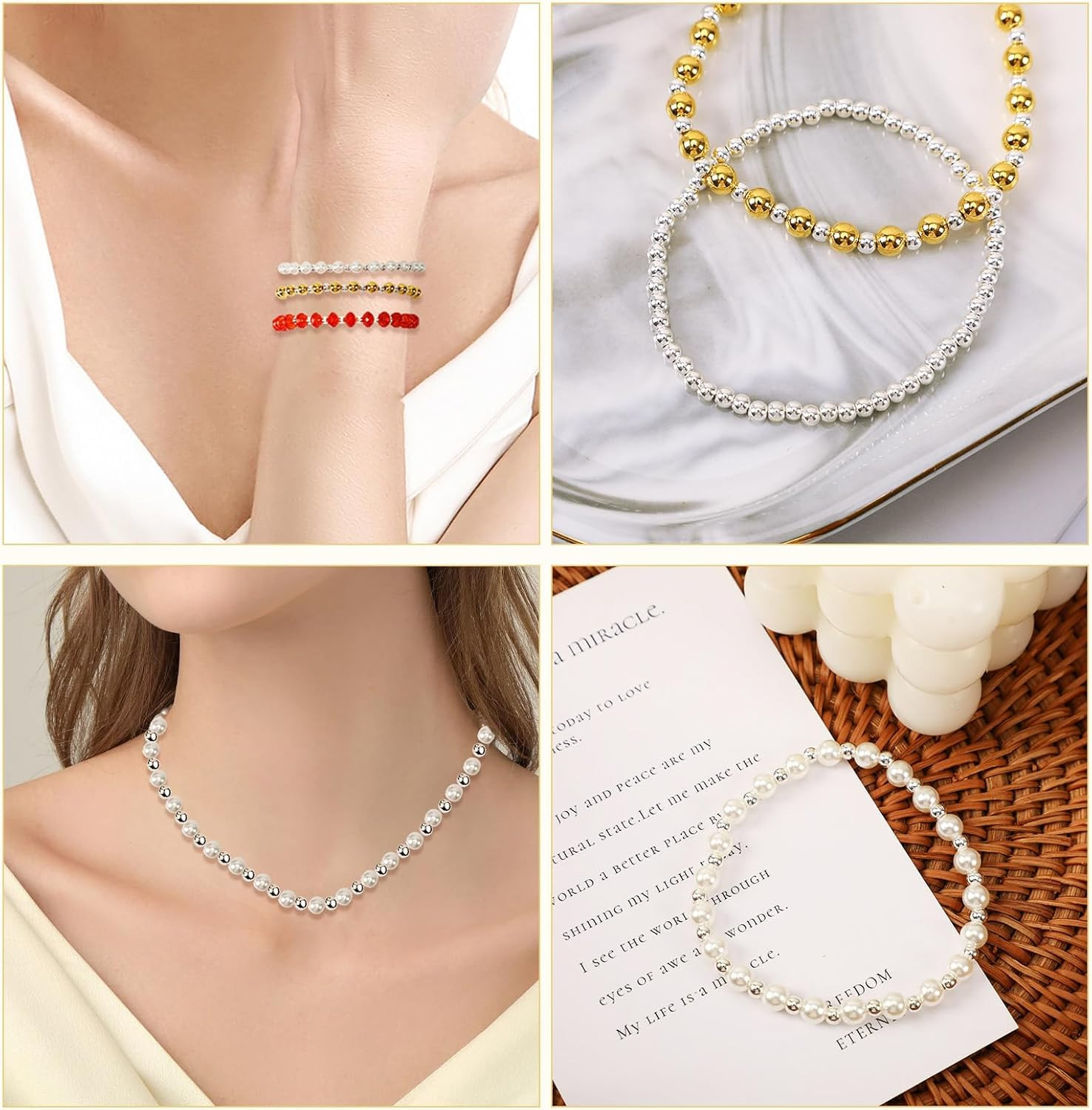 Small Silver Spacer Beads – 1200pcs, 4mm Smooth Round Beads for Jewelry Making,