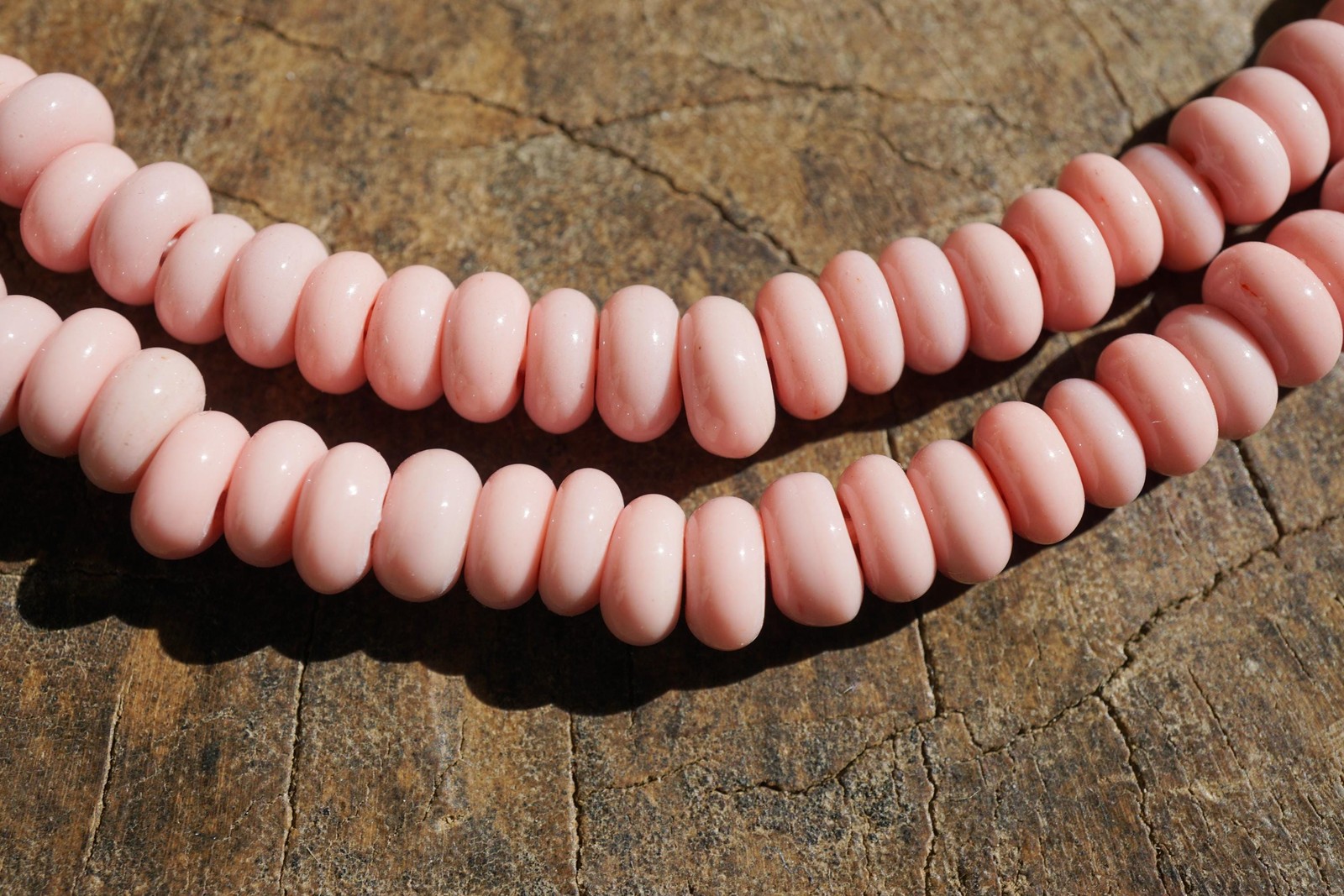 Pink Java Glass Beads (6-7mm) Donut Shape Artisan Made (2879A578) Indonesian