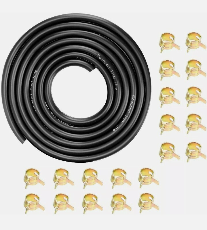 9.85-Foot Length Stretchy 1/4 Inch ID Fuel Line+20pcs 2/5″ ID Hose Clamps
