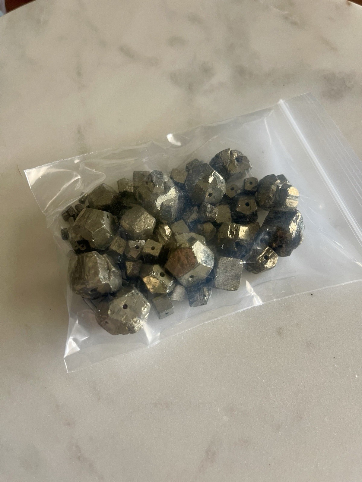 Natural Pyrite Crystal Bead Lot Rough Drilled Metallic Gold Cube Nugget Jewelry