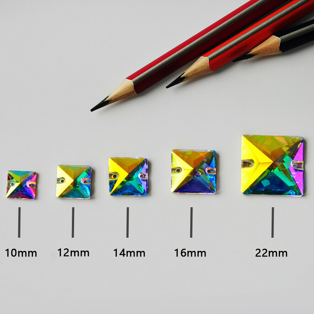 Square Crystal Glass Loose Strass Sew On Rhinestone For Needlework and Jewellery