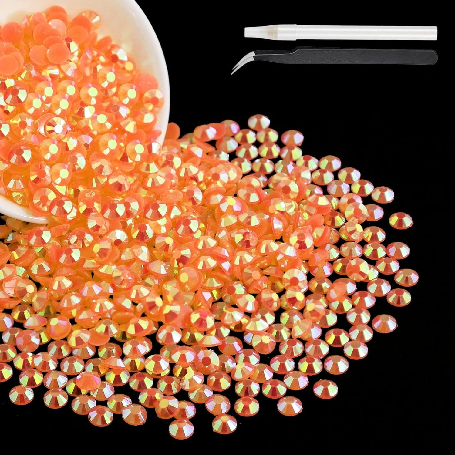 1500PCS 6Mm Resin Rhinestones for Bedazzling, Crystal AB Bulk Flatback Bedazzled