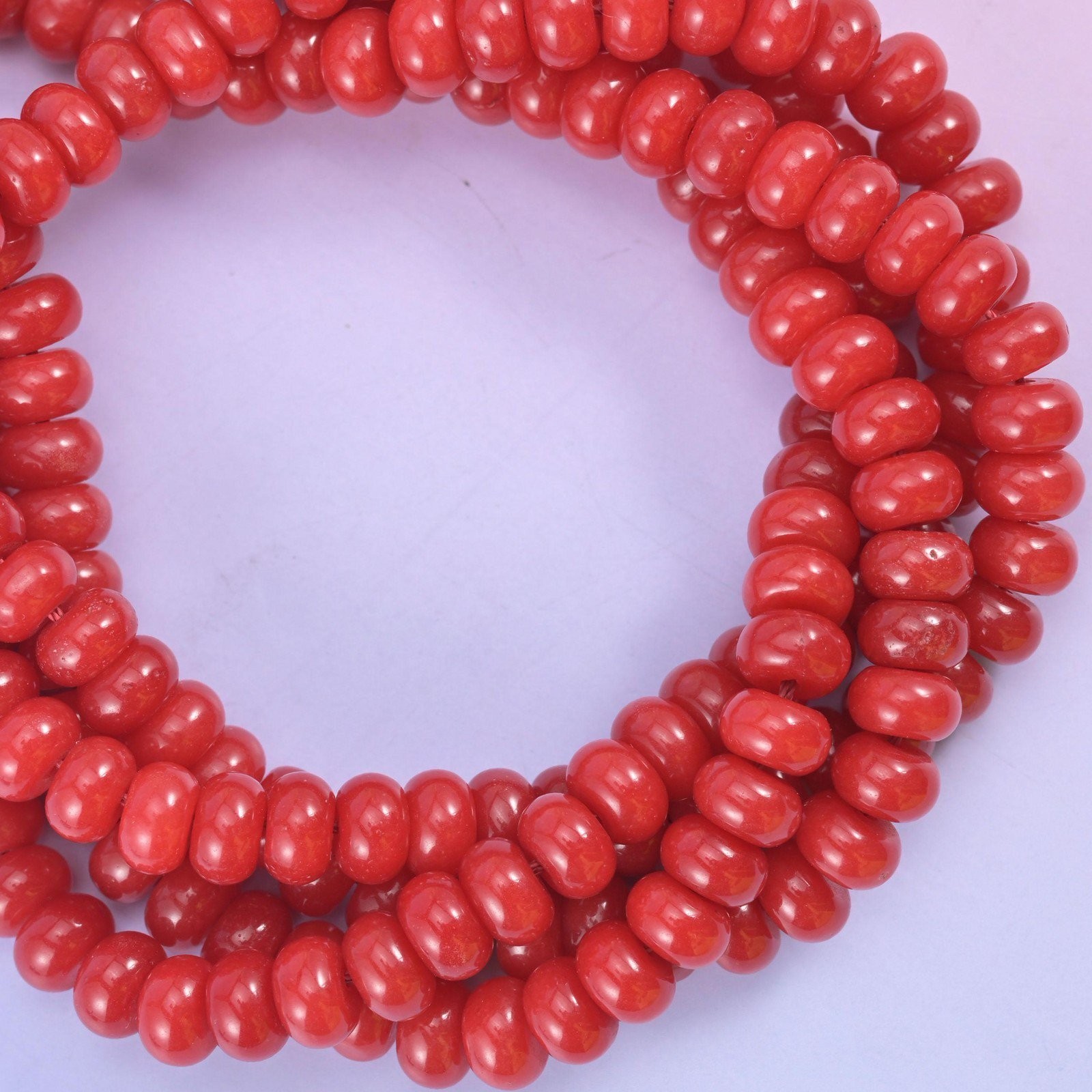 Red Dyed Jade Smooth Rondelle Beads Jewelry Making Size 5x8mm 15″ Strand