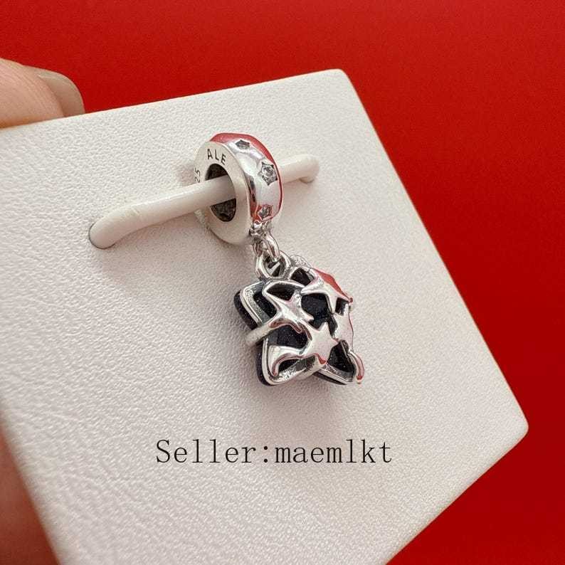 New 925 Sterling Silver Celestial Galaxy Star Murano Dangle Charm 792368c01