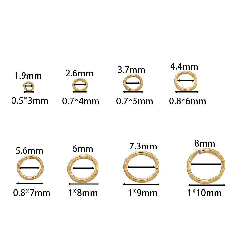 20Pcs/Lot Gold Stainless Steel Jump Rings 3-10Mm Open Split Ring Connectors for