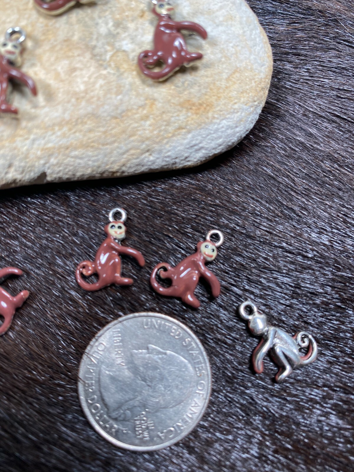 Monkey Charms Zoo Animal DIY Jewelry Craft 10 pcs Brown enamel 12mm
