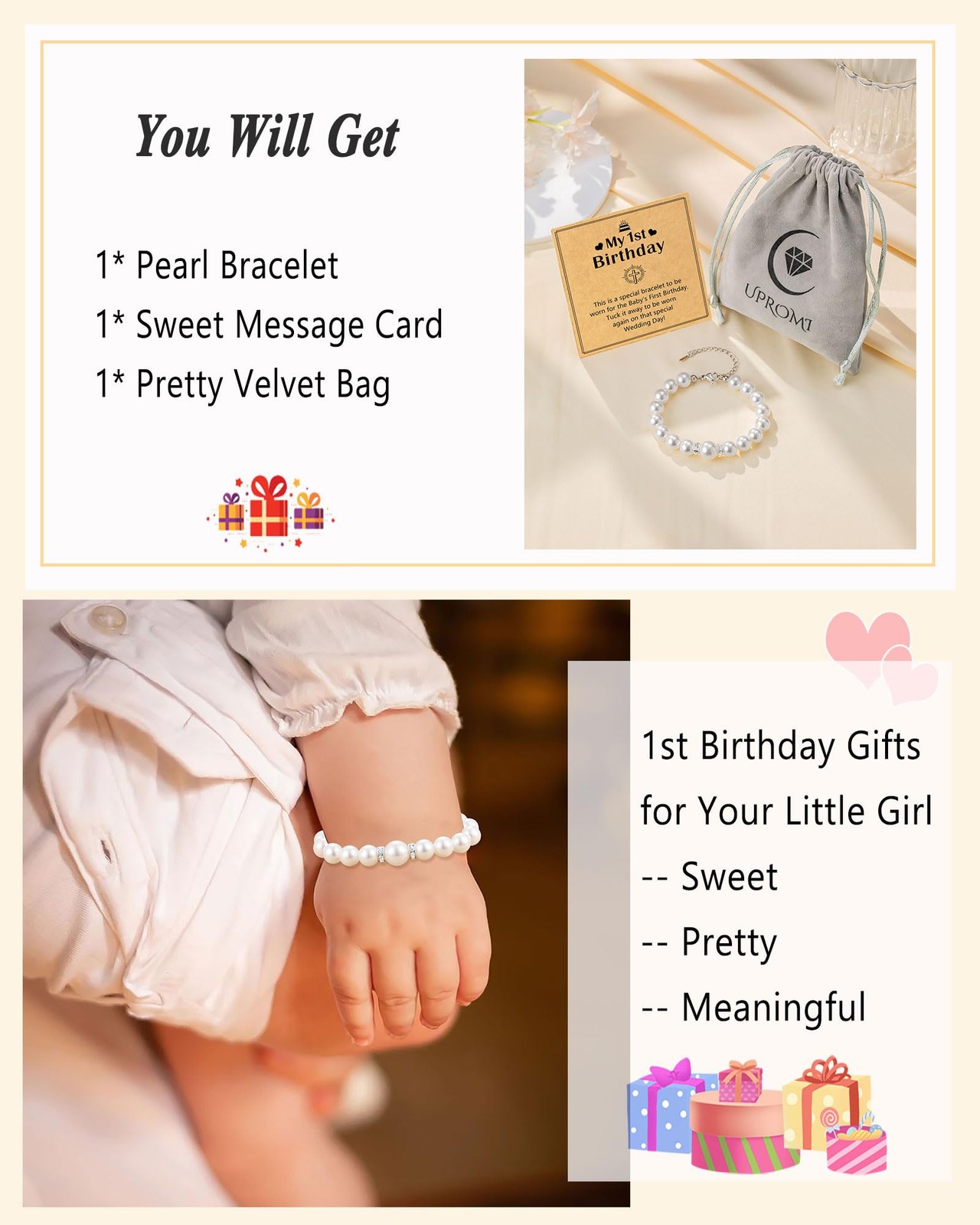 One 1 Year Old Girl Birthday Gifts, First 1st Birthday Gifts Decorations for Gir
