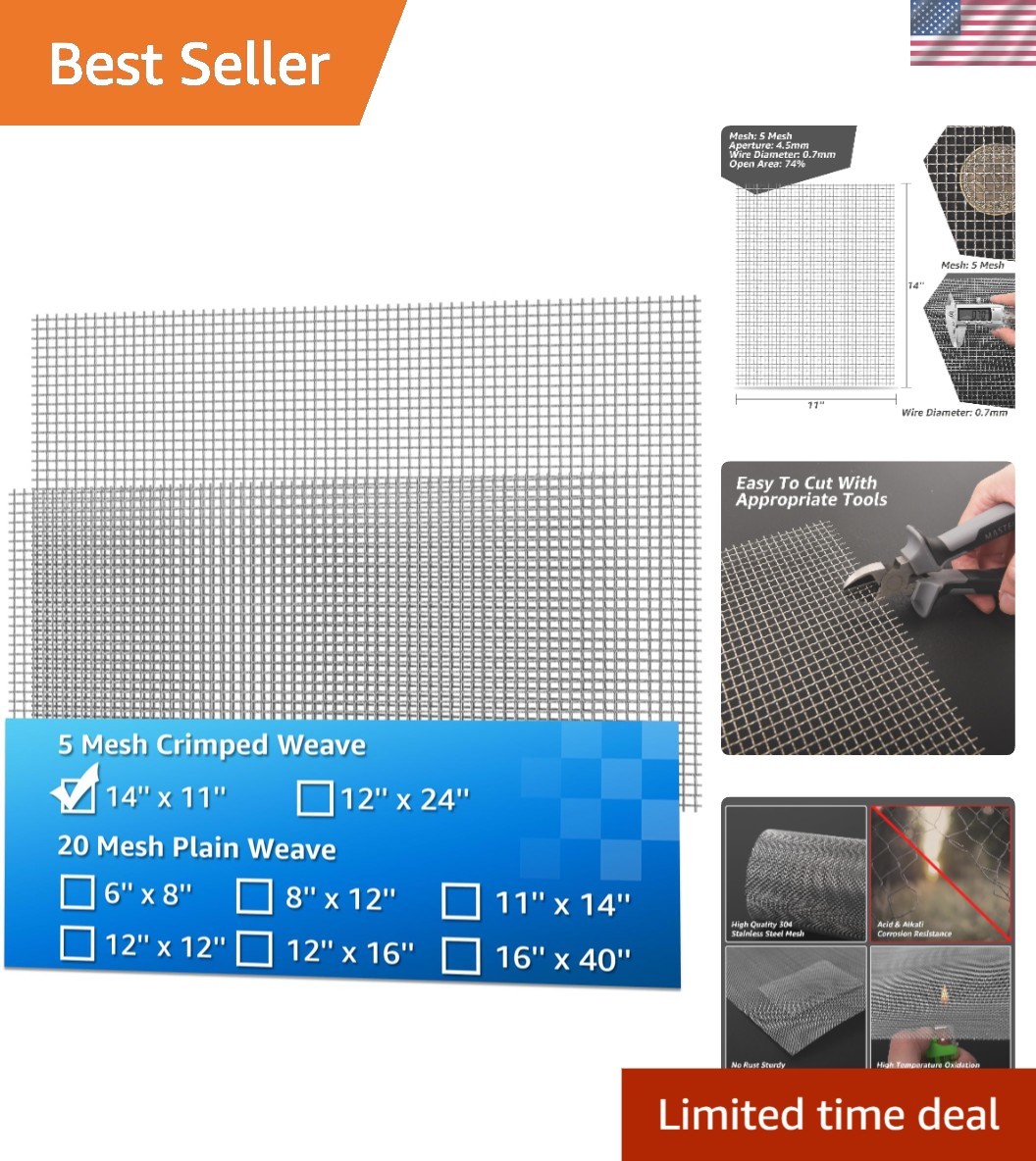 2 Pack 14″x11″ Crimped Stainless Steel Mesh – Durable and Versatile DIY Solution
