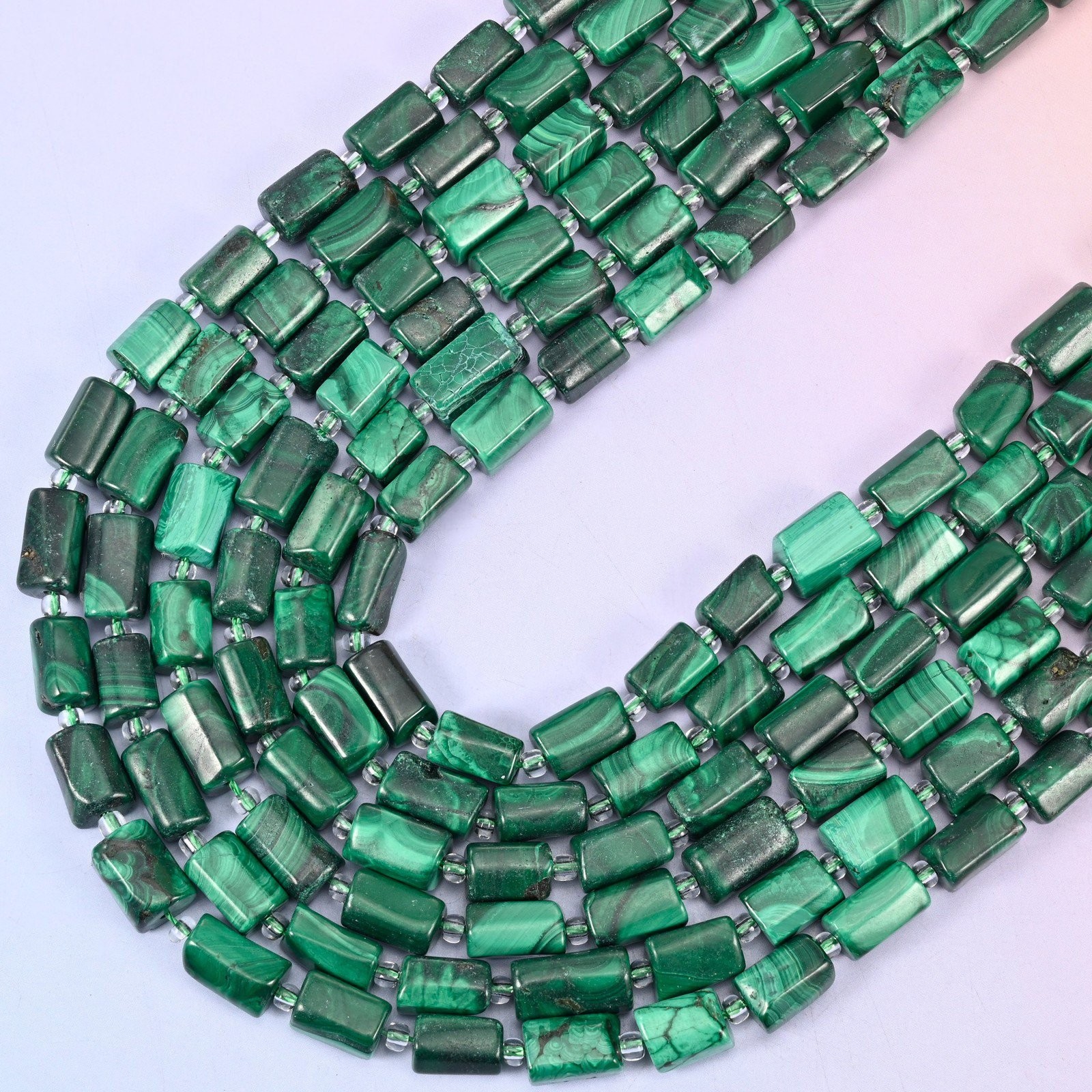 Malachite Faceted Tube Beads Size 9x7mm Jewelry Making 15.5 Inch Strand
