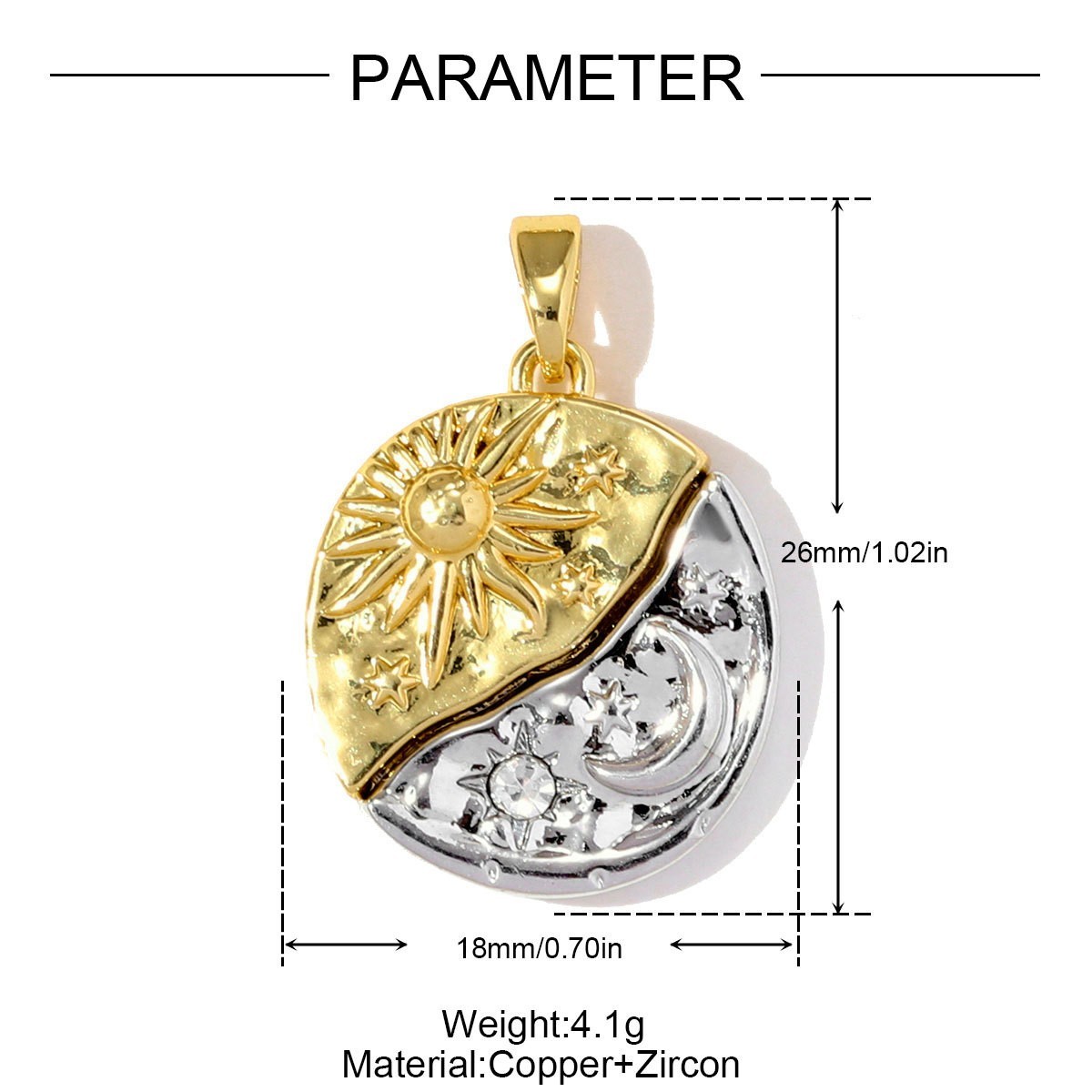 2PCS Waterproof Gold Plated Stainless Steel Celestial Charm Pendant GQZ541