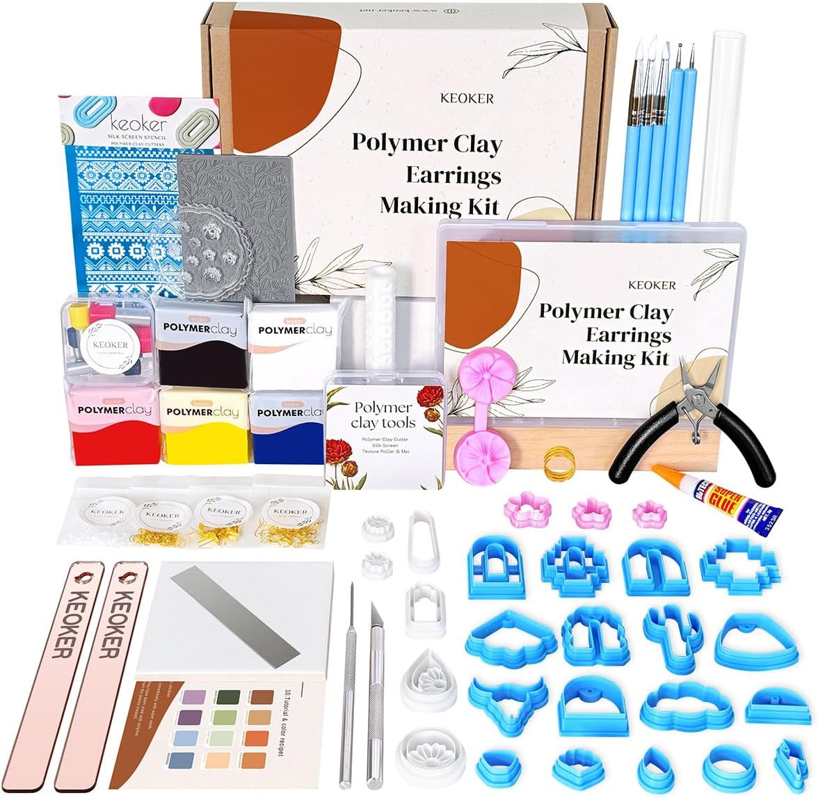 123 PCS Clay Earring Making Kit, Polymer Clay Jewelry Making Kit for Teens and A