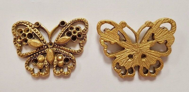 1 Retro Gold Butterfly 21x28mm. Filigree Unset Rhinestone Setting Finding E196