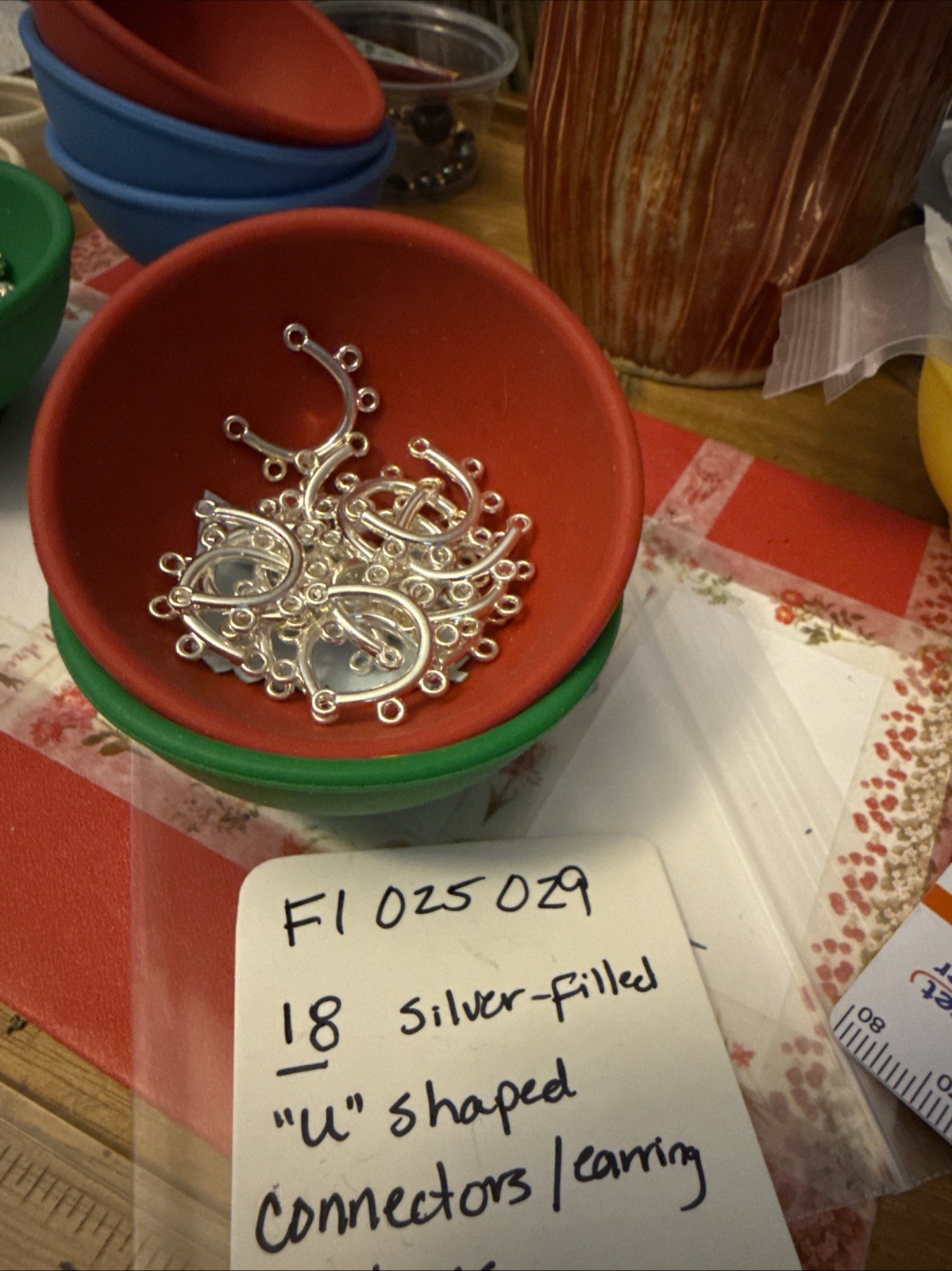 18 Silver Filled “U” Shaped Connectors/Earring Components 7 Loops 15x18mm