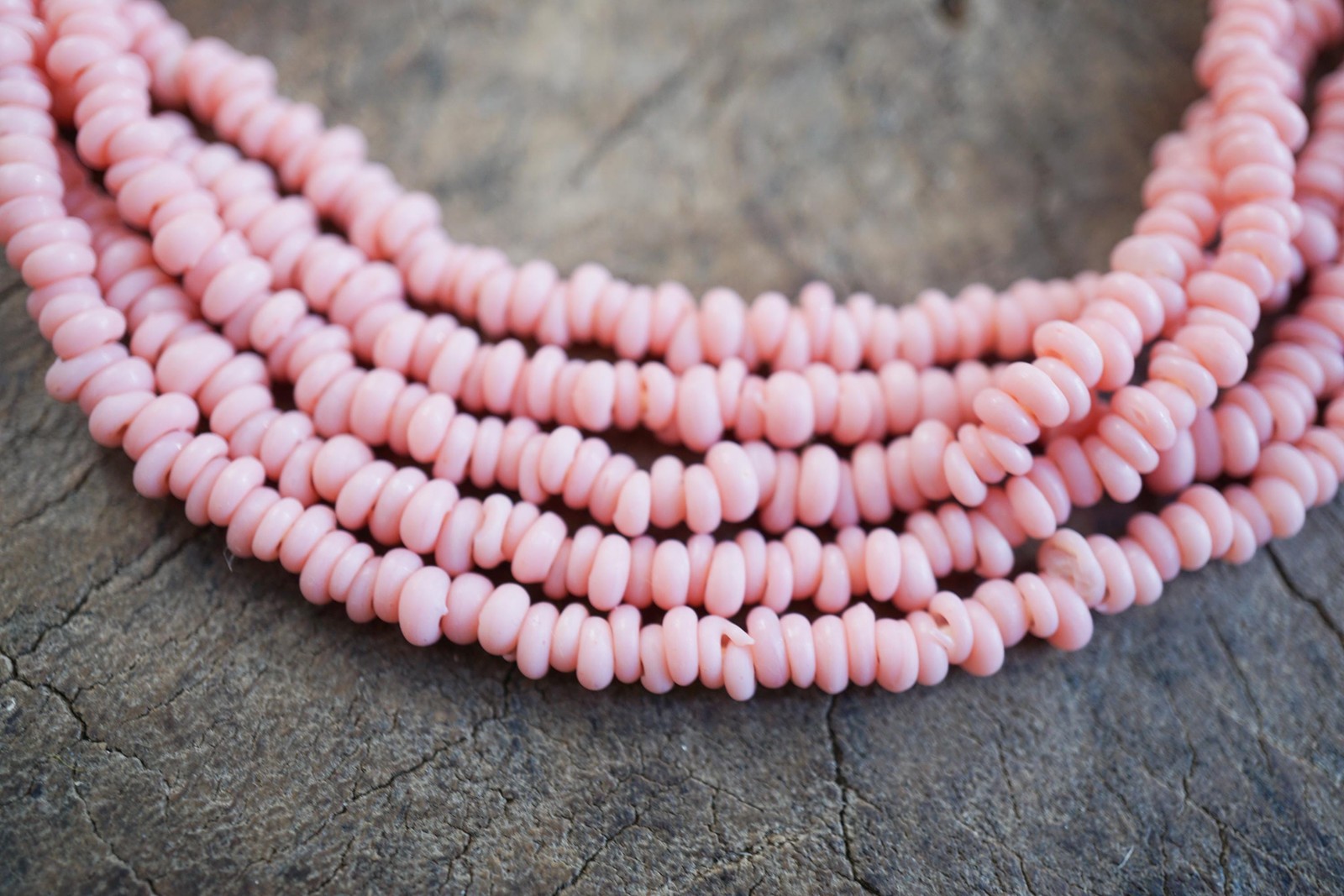 Small Pink Java Glass Beads (3-4mm) Heishi Artisan Made (2795A215) Indonesian