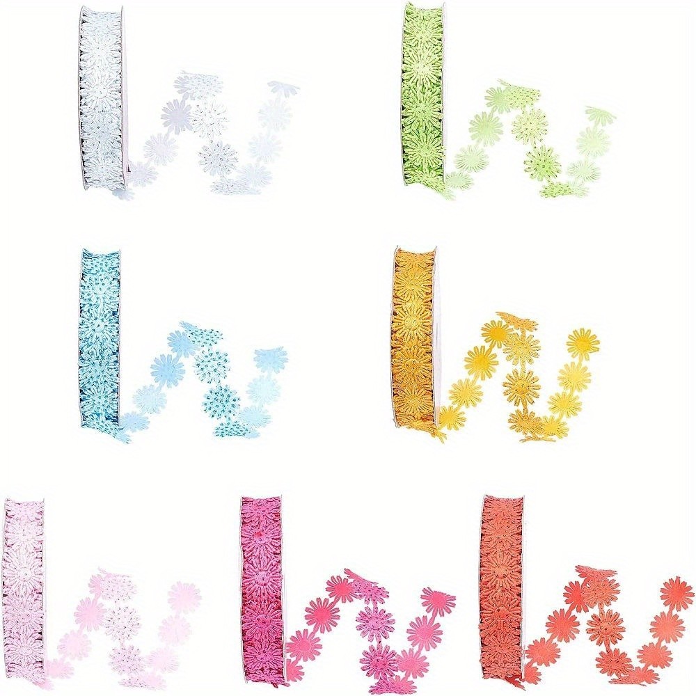 1set 7rolls 17mm Wide 7 colors Sparkle Glitter Powder Polyester Ribbons