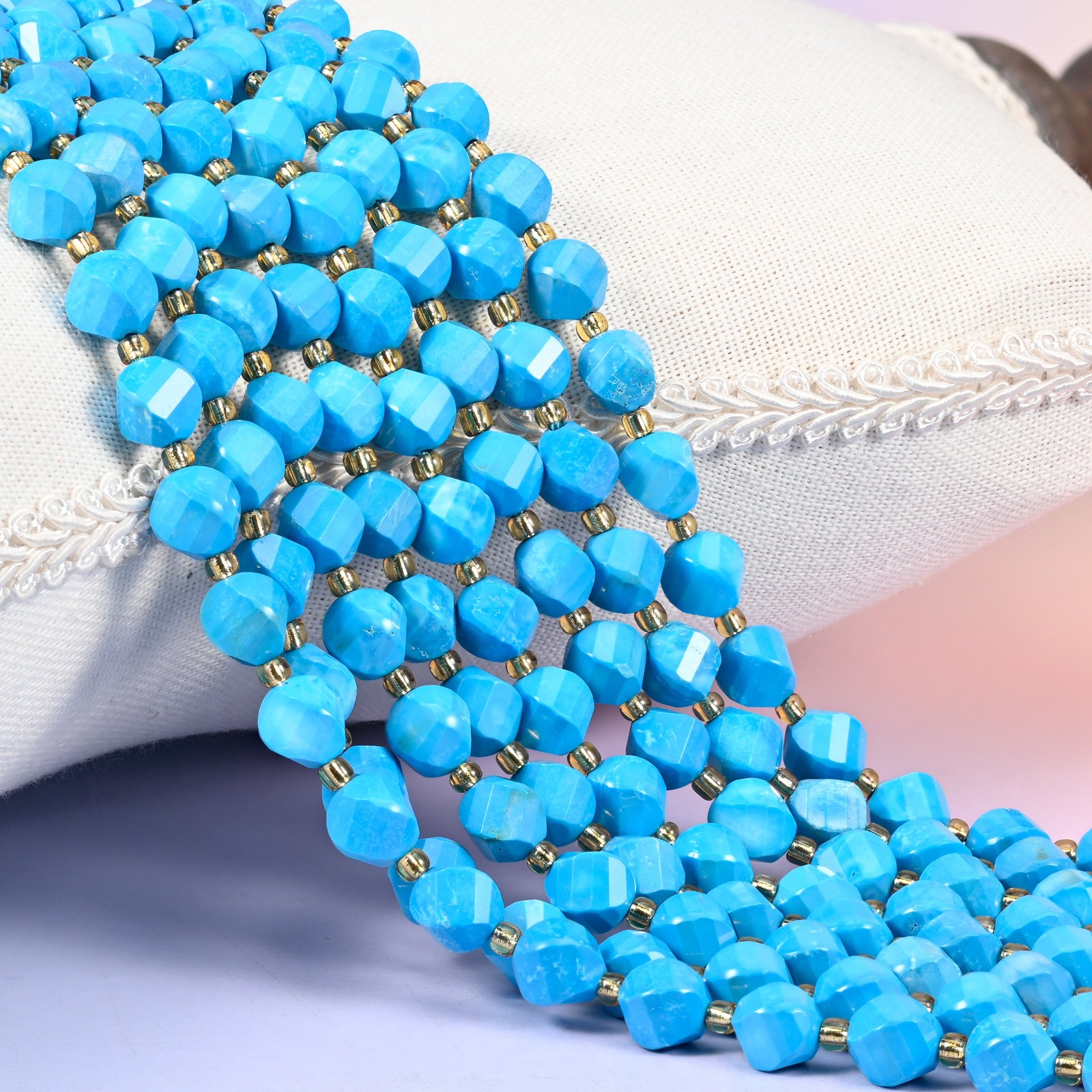 Dyed Blue Howlite Faceted Spiral Twist Beads: Size 8mm 10mm, Jewelry Making