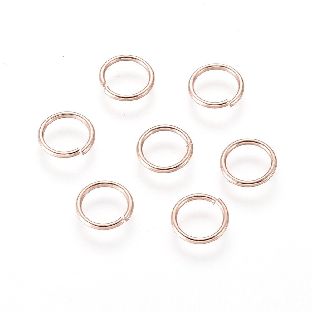 50 pcs 304 Stainless Steel Rose Gold Open Jump Rings 7mm – 20 Ga (0.8mm Thick)