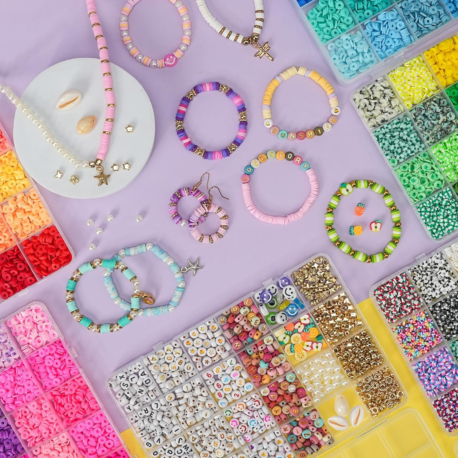 Sunlode 30,000Pcs Clay Beads Bracelets Making Kit, Beads for Bracelets 6 Boxes B