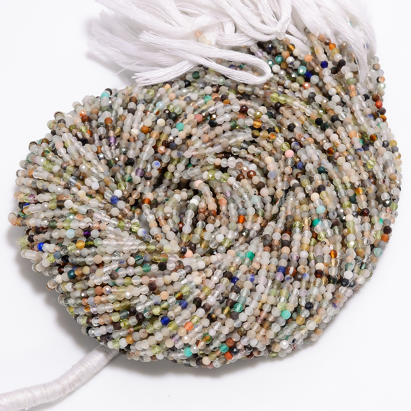 Multi Semi Gemstone Gemstone Round Israel Cut Beads 2.5X2.5 mm Strand 13″ GB-188