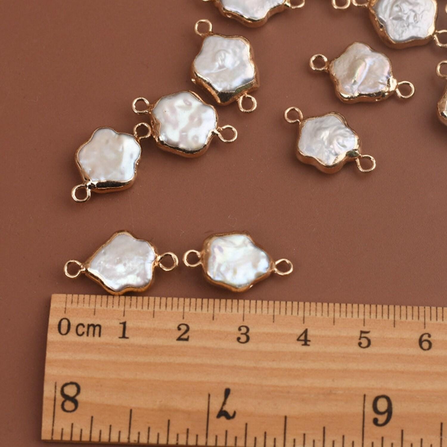 1PC Genuine Flower Shape Freshwater Baroque Pearl Charm Connector 11X12mm NBZZ18